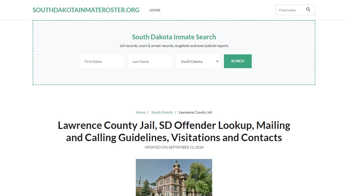 Lawrence County Jail, SD: Inmate Search Options, Visitations, Contacts