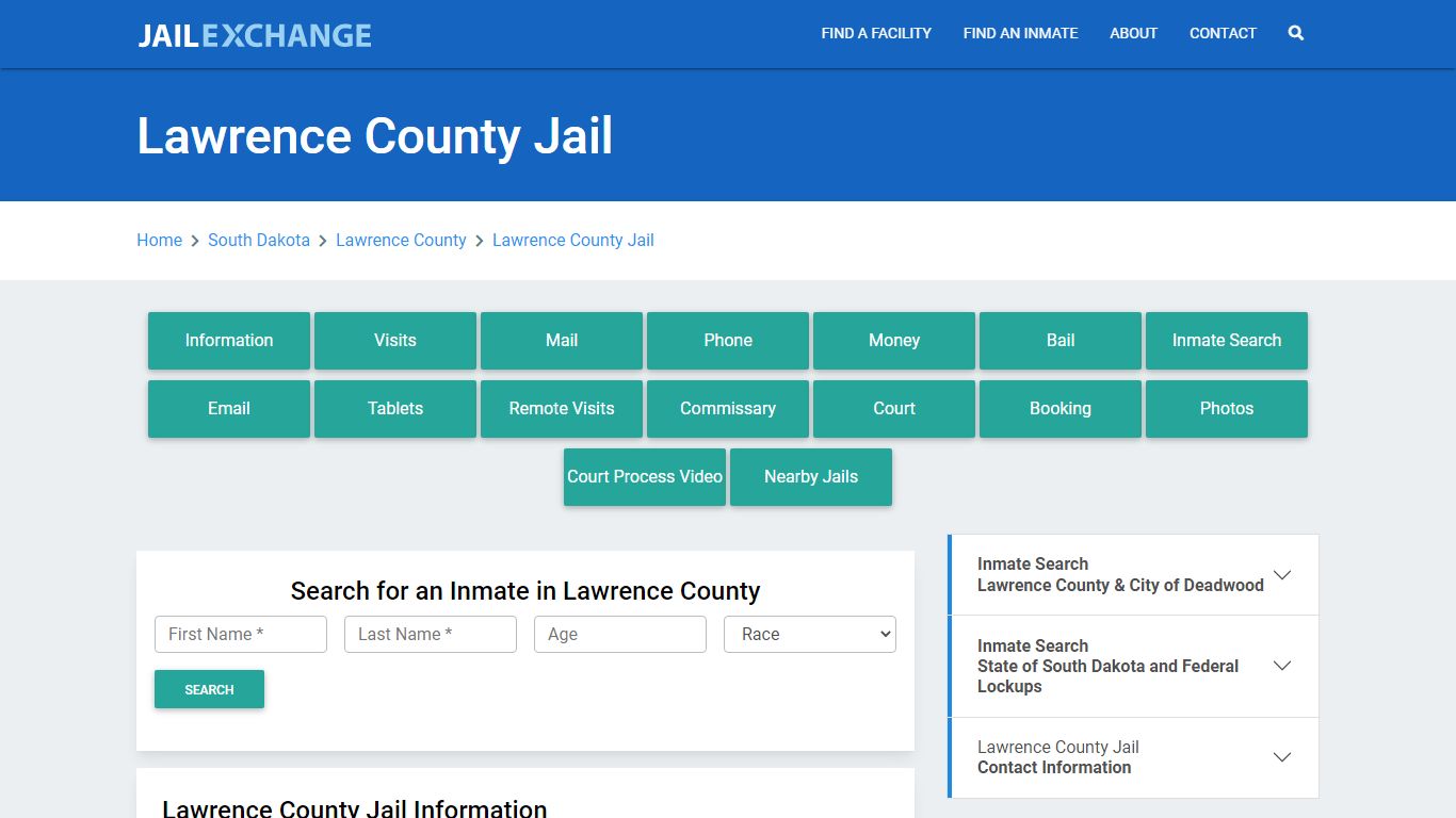 Lawrence County Jail Roster Lookup, SD, Inmate Search